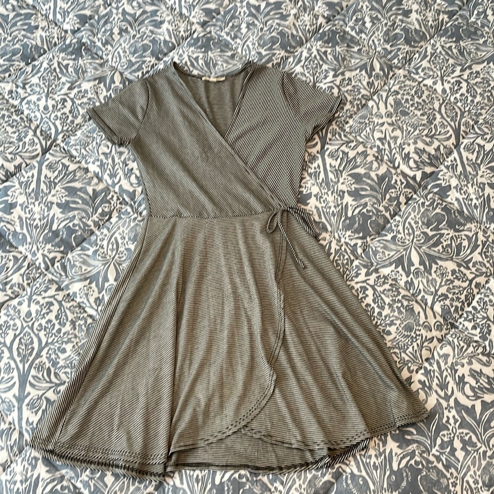 Striped and flare wrap style dress